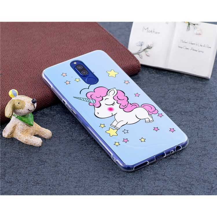 Luminous Glow Pattern Printing TPU Mobile Case for Huawei Mate 10 Lite / nova 2i / Maimang 6 / Honor 9i (India) - Blue Background and Unicorn-4