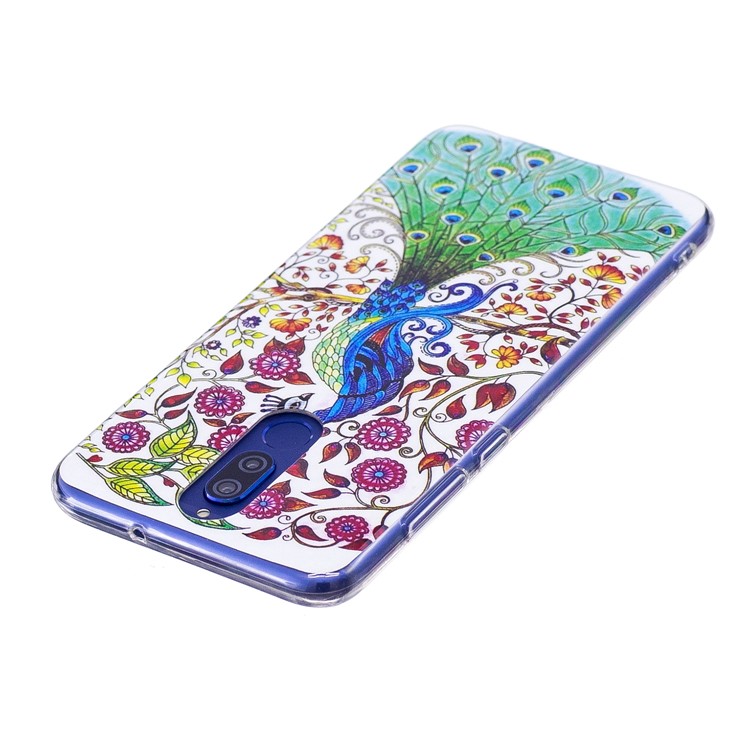 Luminous Glow Pattern Printing TPU Phone Shell for Huawei Mate 10 Lite / nova 2i / Maimang 6 / Honor 9i (India) - Pretty Peacock and Flowers-3