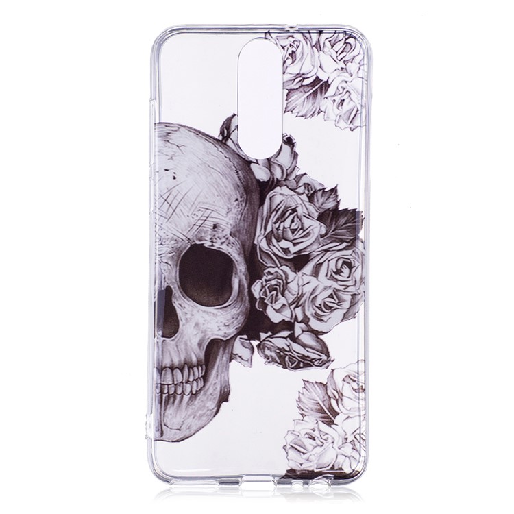 Pattern Printing IMD TPU Phone Case for Huawei Mate 10 Lite / nova 2i / Maimang 6 / Honor 9i (India) - Skull and Flowers-1