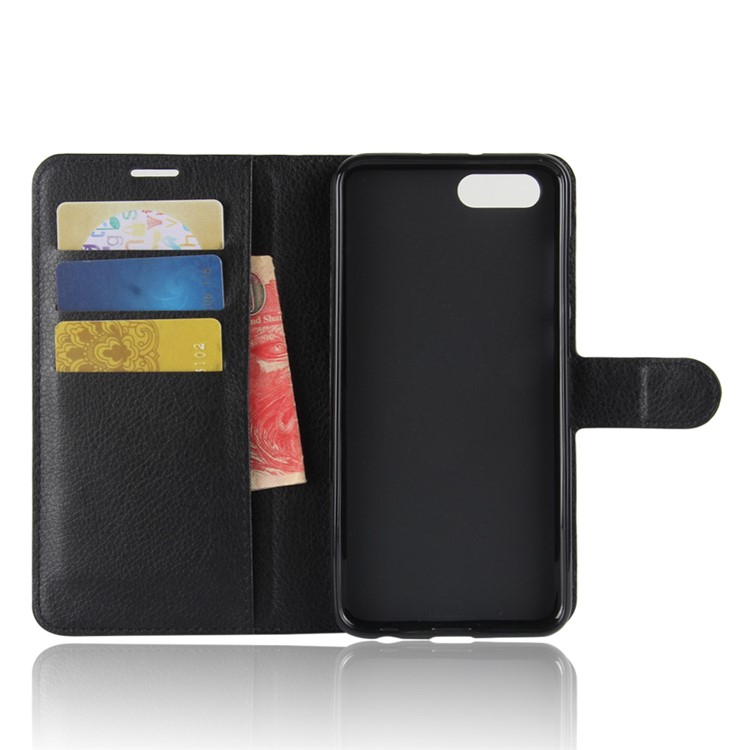 Litchi Skin PU Leather Wallet Stand Phone Shell for Huawei Honor View 10 / V10 - Black-3