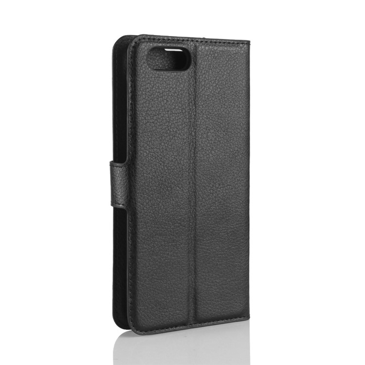 Litchi Skin PU Leather Wallet Stand Phone Shell for Huawei Honor View 10 / V10 - Black-6