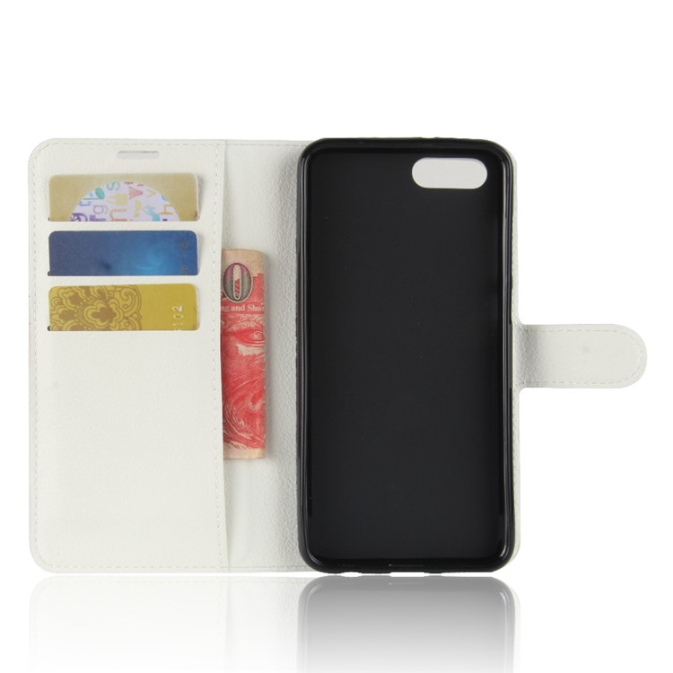 Litchi Skin PU Leather Wallet Stand Phone Case for Huawei Honor View 10 / V10 - White-3