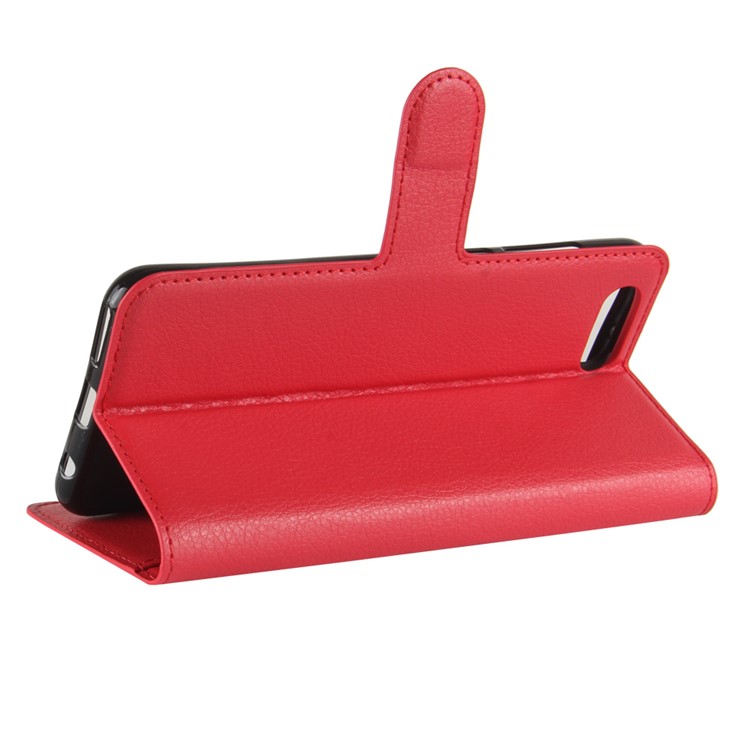 Litchi Skin PU Leather Wallet Stand Phone Cover for Huawei Honor View 10 / V10 - Red-5