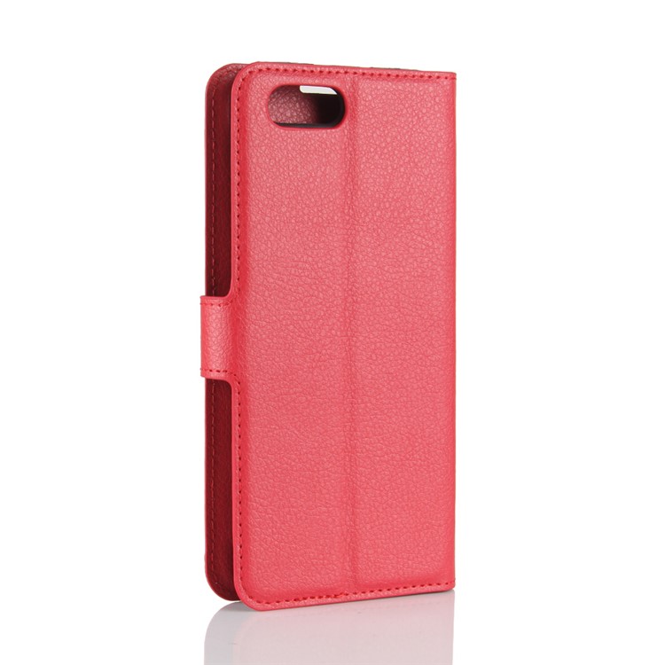 Litchi Skin PU Leather Wallet Stand Phone Cover for Huawei Honor View 10 / V10 - Red-6