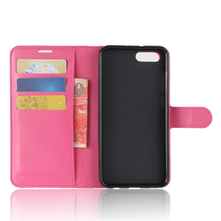 Litchi Skin PU Leather Wallet Stand Phone Casing for Huawei Honor View 10 / V10 - Rose-3