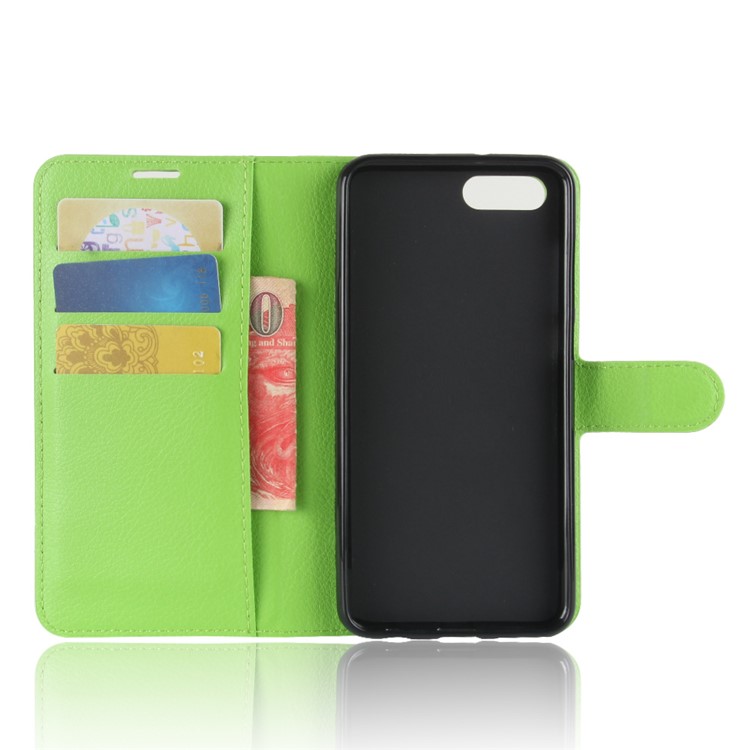 Litchi Skin PU Leather Wallet Stand Cell Phone Shell for Huawei Honor View 10 / V10 - Green-3