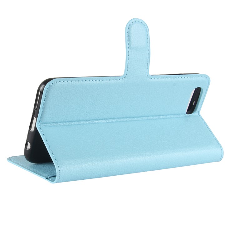 Litchi Skin PU Leather Wallet Stand Mobile Phone Cover for Huawei Honor View 10 / V10 - Blue-5