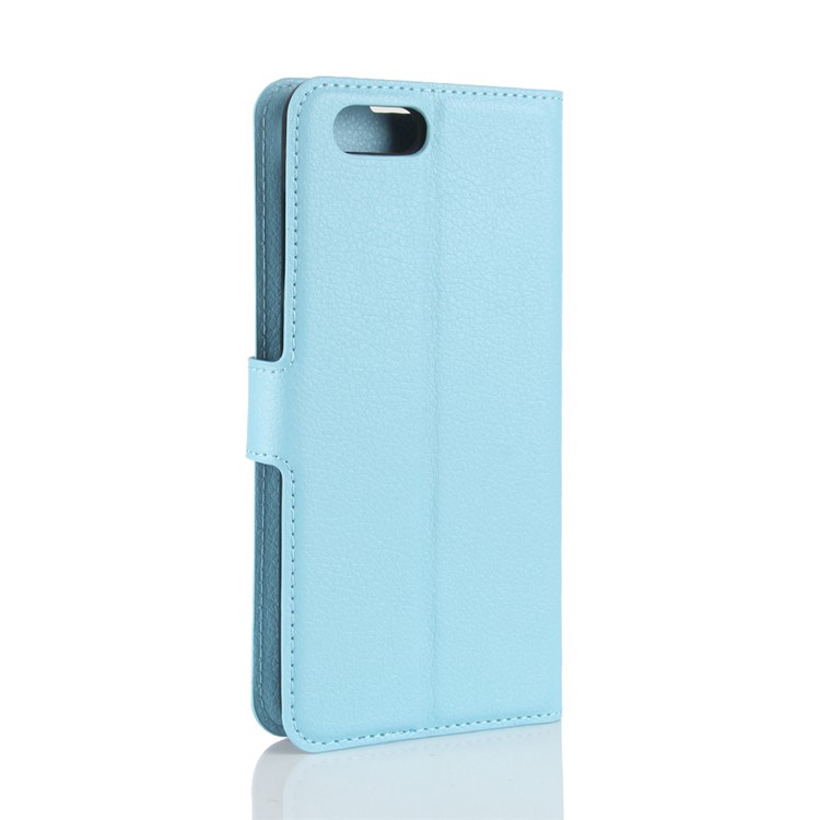 Litchi Skin PU Leather Wallet Stand Mobile Phone Cover for Huawei Honor View 10 / V10 - Blue-6