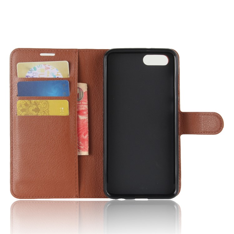 Litchi Skin PU Leather Wallet Magnetic Stand Phone Shell for Huawei Honor View 10 / V10 - Brown-3
