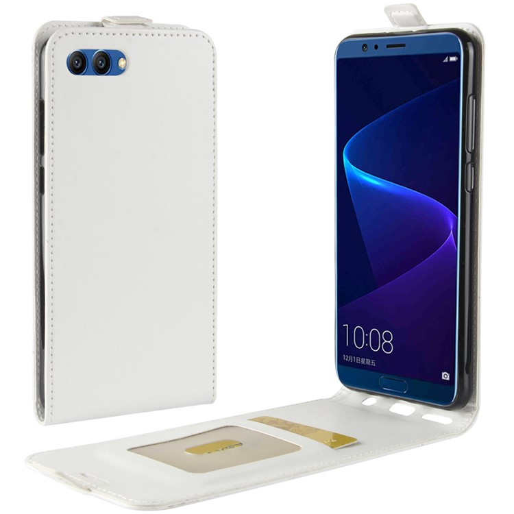 Crazy Horse Vertical Flip Leather Mobile Phone Cover with Card/Photo Slot for Huawei Honor View 10 / V10 - White-1