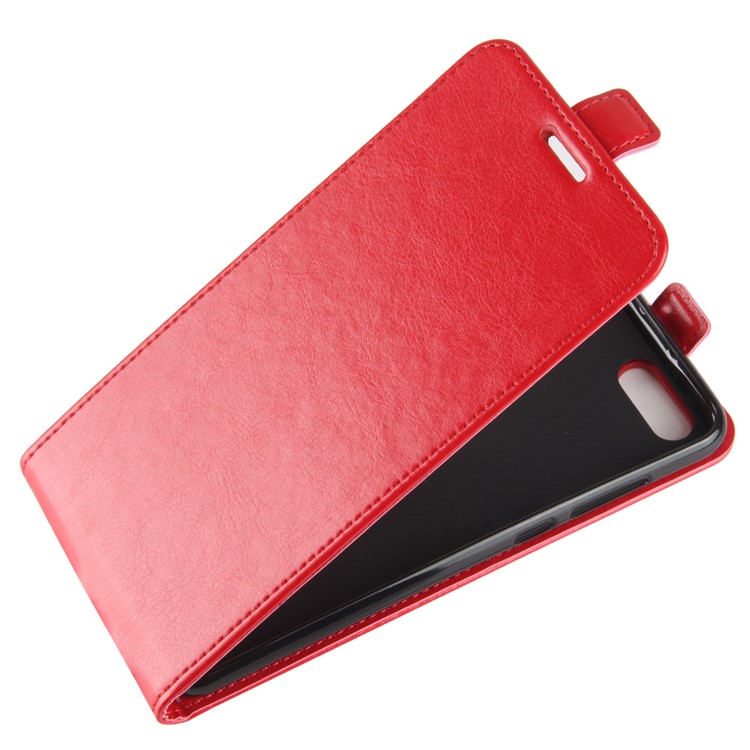 Crazy Horse Vertical Flip Leather Mobile Phone Shell with Card/Photo Slot for Huawei Honor View 10 / V10 - Red-3