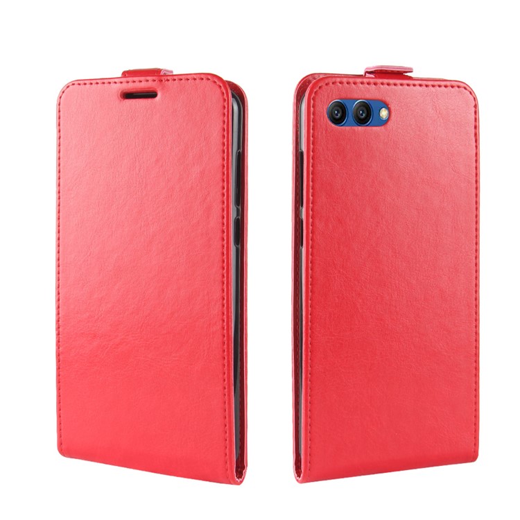 Crazy Horse Vertical Flip Leather Mobile Phone Shell with Card/Photo Slot for Huawei Honor View 10 / V10 - Red-4