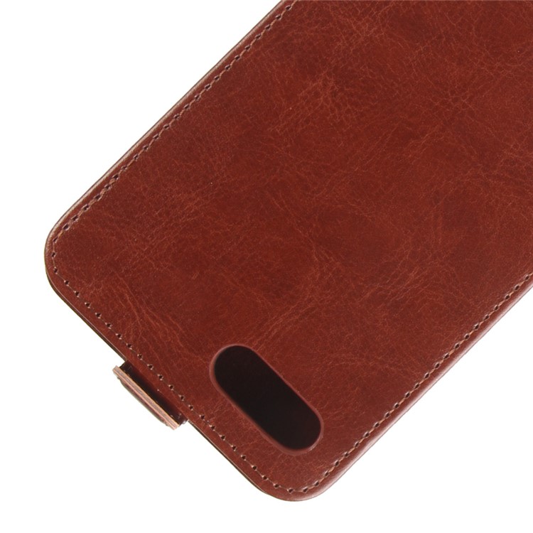 Crazy Horse Vertical Flip Leather Mobile Phone Casing with Card/Photo Slot for Huawei Honor View 10 / V10 - Coffee-2