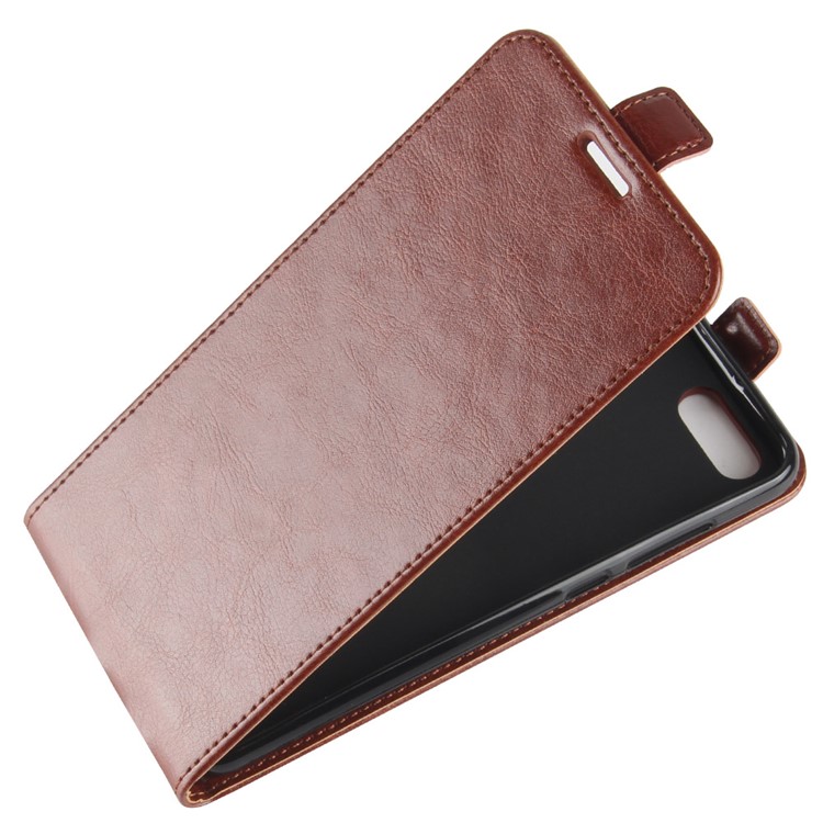 Crazy Horse Vertical Flip Leather Mobile Phone Casing with Card/Photo Slot for Huawei Honor View 10 / V10 - Coffee-3