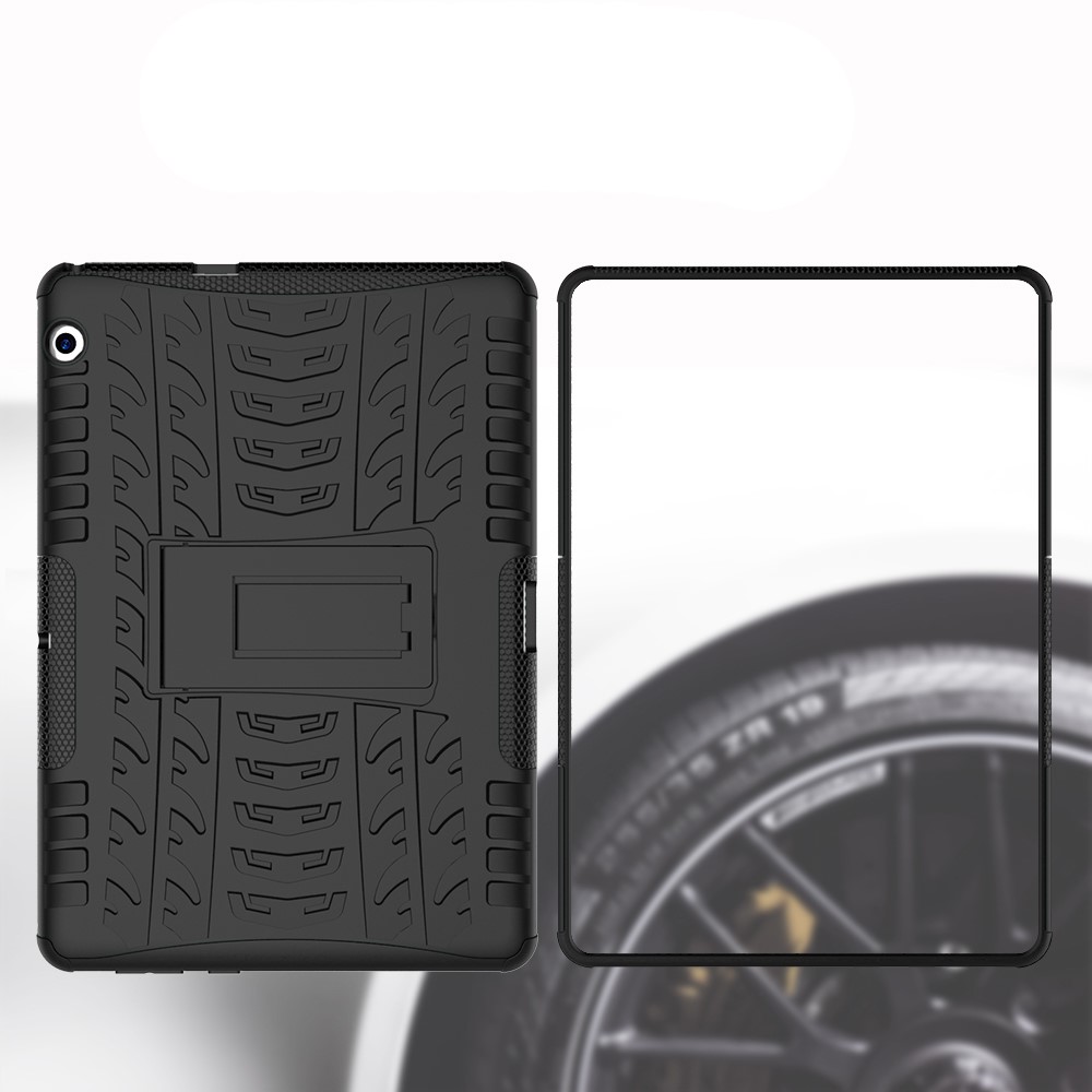 Tire Pattern Kickstand PC + TPU Téléphone Accessorie Pour Huawei Mediapad T3 10 (9.6 Pouces) - le Noir