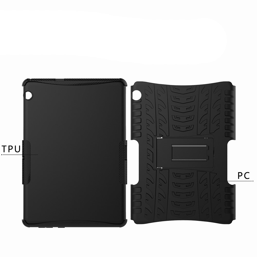 Tire Pattern Kickstand PC + TPU Téléphone Accessorie Pour Huawei Mediapad T3 10 (9.6 Pouces) - le Noir-5