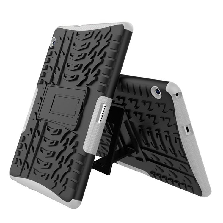Tyre Pattern Kickstand PC + TPU Hybrid Back Case for Huawei MediaPad T3 10 (9.6inch) - White-2
