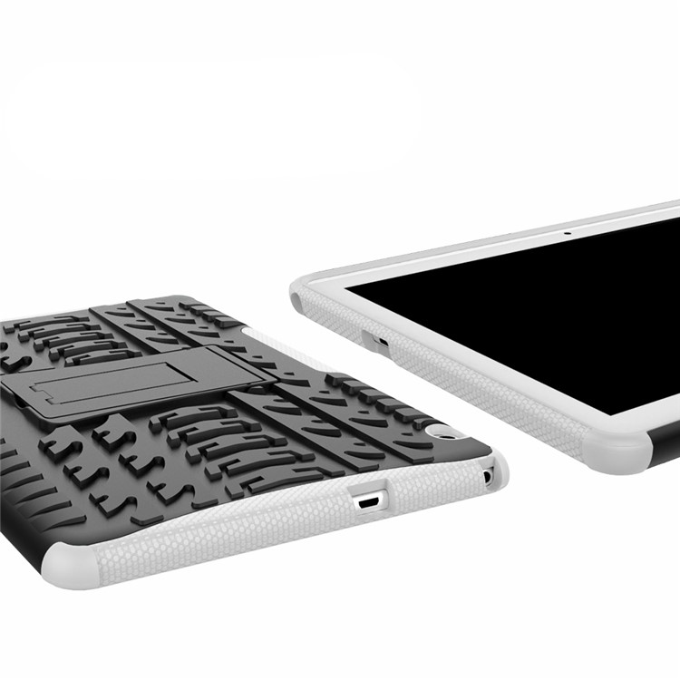Tyre Pattern Kickstand PC + TPU Hybrid Back Case for Huawei MediaPad T3 10 (9.6inch) - White-3