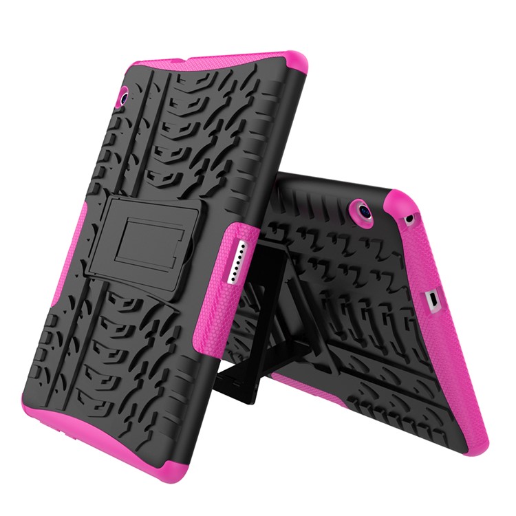 Modèle De Pneu Béquille PC + TPU Hybride Boîtier Mobile Pour Huawei Mediapad T3 10 (9.6inch) - Rose-2