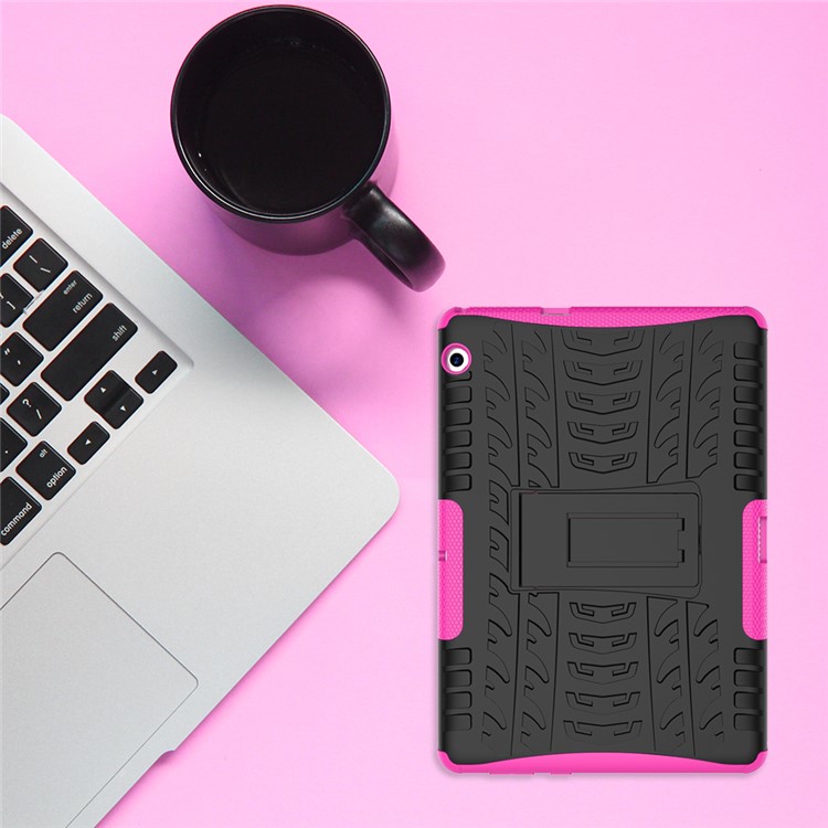 Modèle De Pneu Béquille PC + TPU Hybride Boîtier Mobile Pour Huawei Mediapad T3 10 (9.6inch) - Rose-3