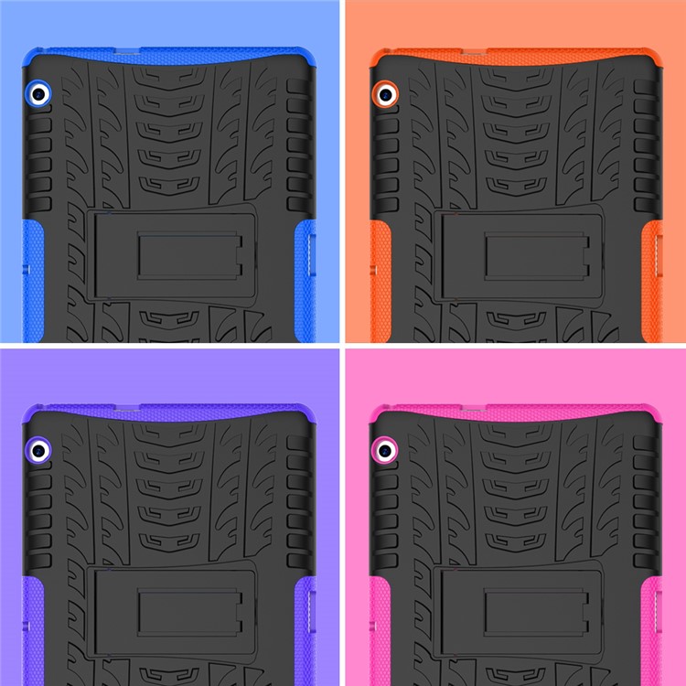 Cubierta Protectora Híbrida Del Patrón Del Neumático Kickstand PC + TPU Para El Mediapad Huawei T3 10 (9.6inch) - Naranja-3