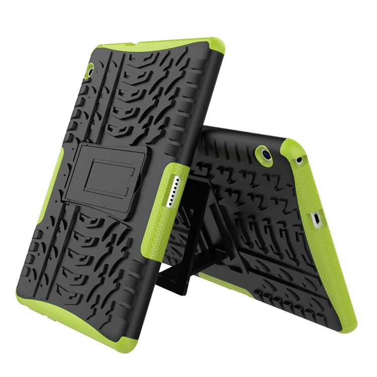 Tyre Pattern Kickstand PC + TPU Hybrid Protector Case for Huawei MediaPad T3 10 (9.6inch) - Green-2