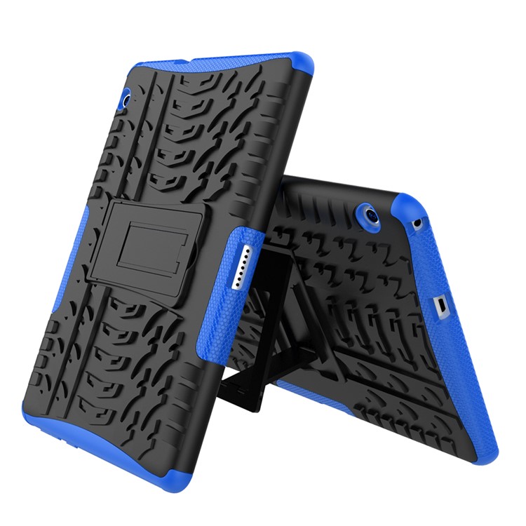 Tyre Pattern Kickstand PC + TPU Hybrid Mobile Cover for Huawei MediaPad T3 10 (9.6inch) - Blue-9
