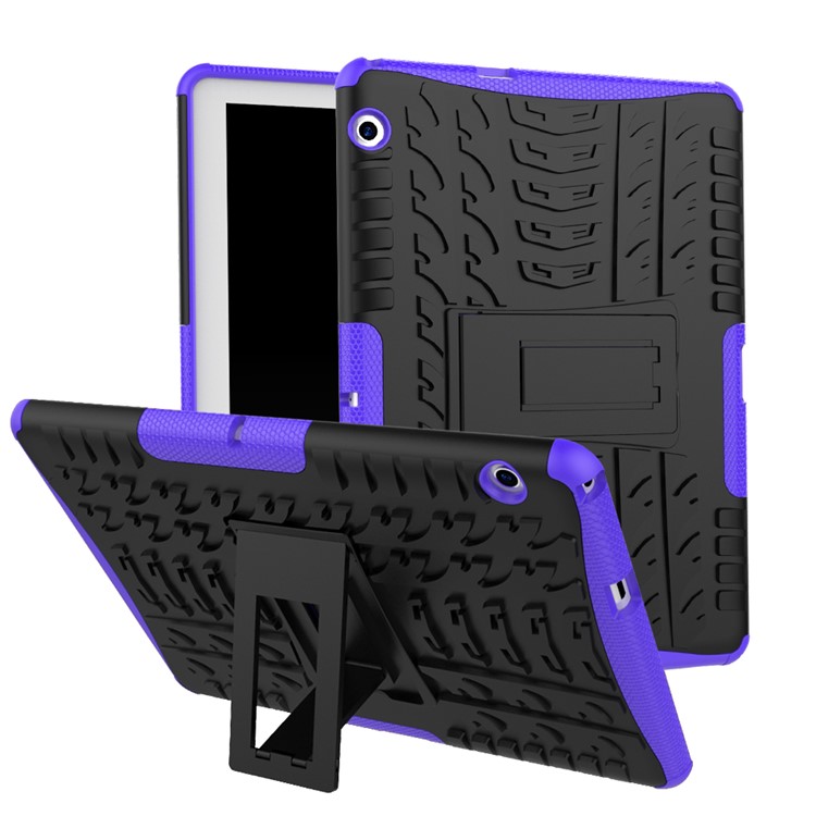 Tyre Pattern Kickstand PC + TPU Phone Accessory Case for Huawei MediaPad T3 10 (9.6inch) - Purple-1