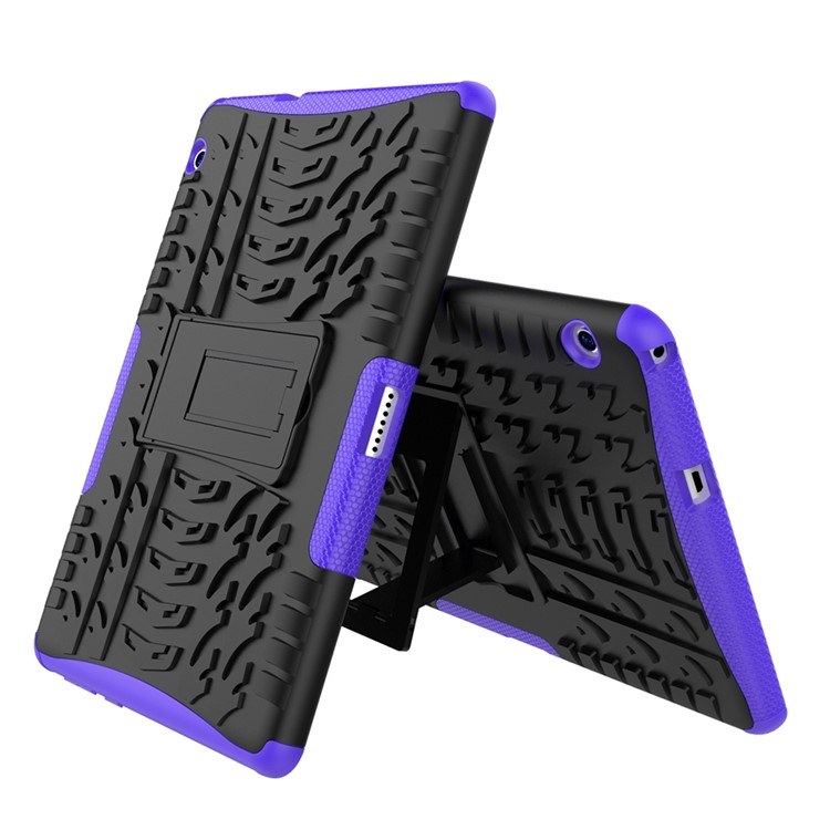 Tyre Pattern Kickstand PC + TPU Phone Accessory Case for Huawei MediaPad T3 10 (9.6inch) - Purple-2