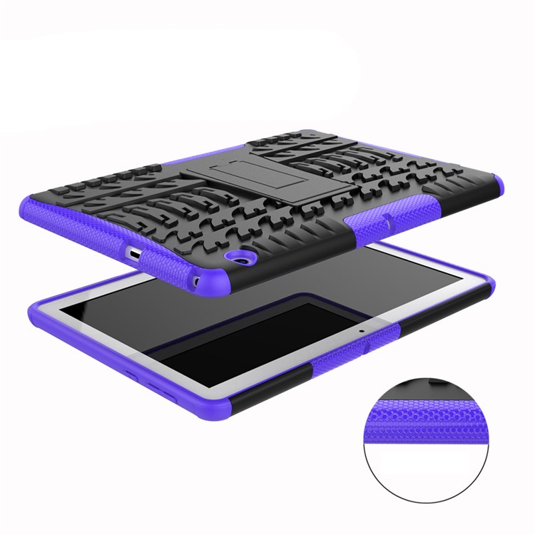 Tyre Pattern Kickstand PC + TPU Phone Accessory Case for Huawei MediaPad T3 10 (9.6inch) - Purple-3