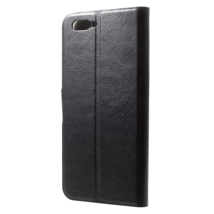 Crazy Horse Card Holder PU Leather Mobile Phone Accessory Case for Huawei Honor V10 / View 10 Built-in Steel Sheet - Black-2