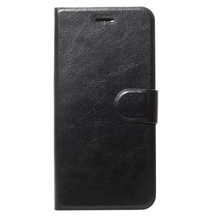 Crazy Horse Card Holder PU Leather Mobile Phone Accessory Case for Huawei Honor V10 / View 10 Built-in Steel Sheet - Black-3