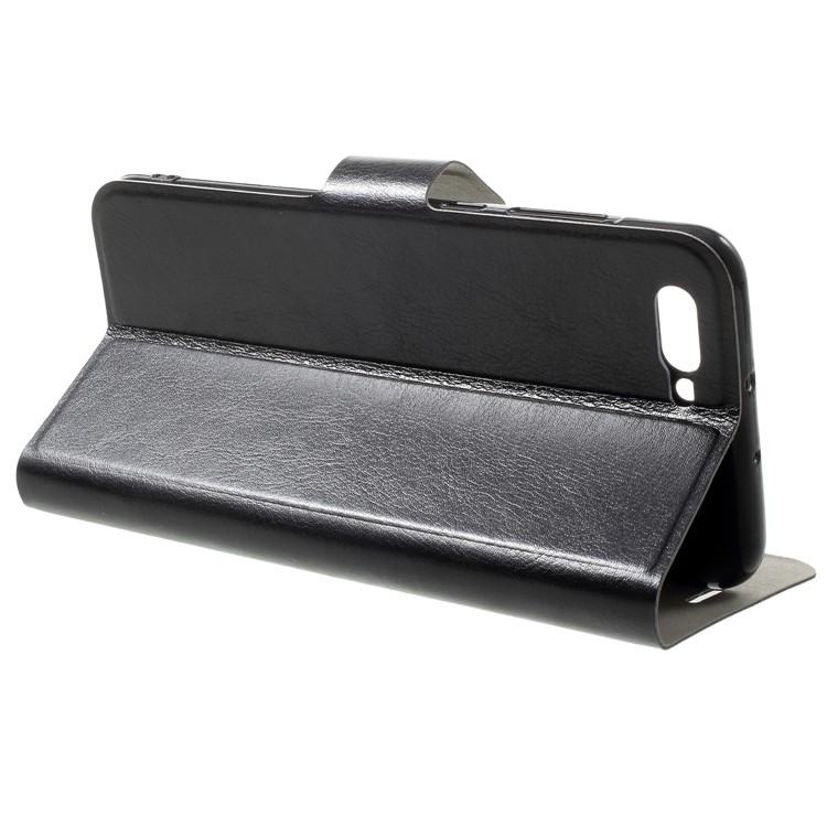 Crazy Horse Card Holder PU Leather Mobile Phone Accessory Case for Huawei Honor V10 / View 10 Built-in Steel Sheet - Black-4