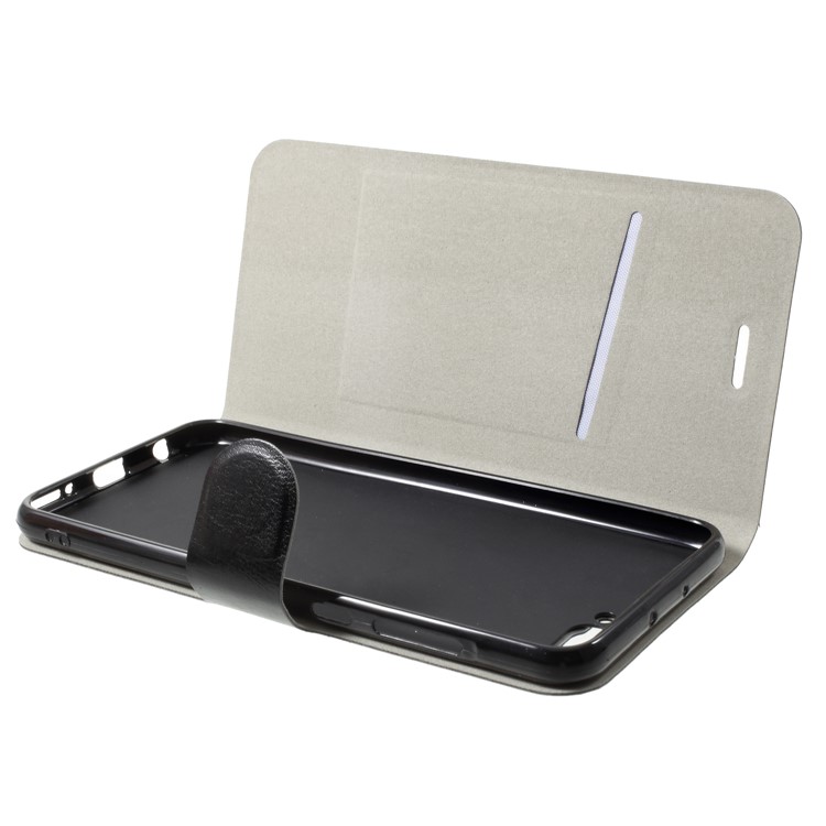 Crazy Horse Card Holder PU Leather Mobile Phone Accessory Case for Huawei Honor V10 / View 10 Built-in Steel Sheet - Black-5