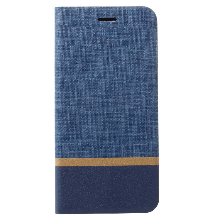 Cross Pattern Leather Card Holder Phone Cover (Built-in Steel Sheet) for Huawei Honor V10 / View 10 - Blue-1