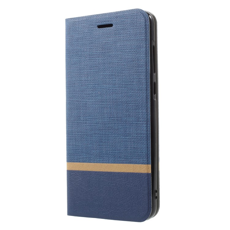 Cross Pattern Leather Card Holder Phone Cover (Built-in Steel Sheet) for Huawei Honor V10 / View 10 - Blue-3