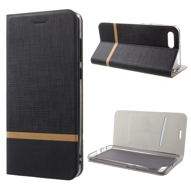 Bi-color Cross Texture Leather Case with Card Holder for Huawei nova 2s - Black-1