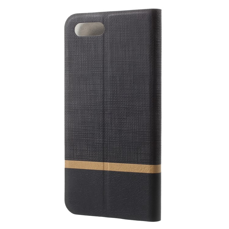 Bi-color Cross Texture Leather Case with Card Holder for Huawei nova 2s - Black-2