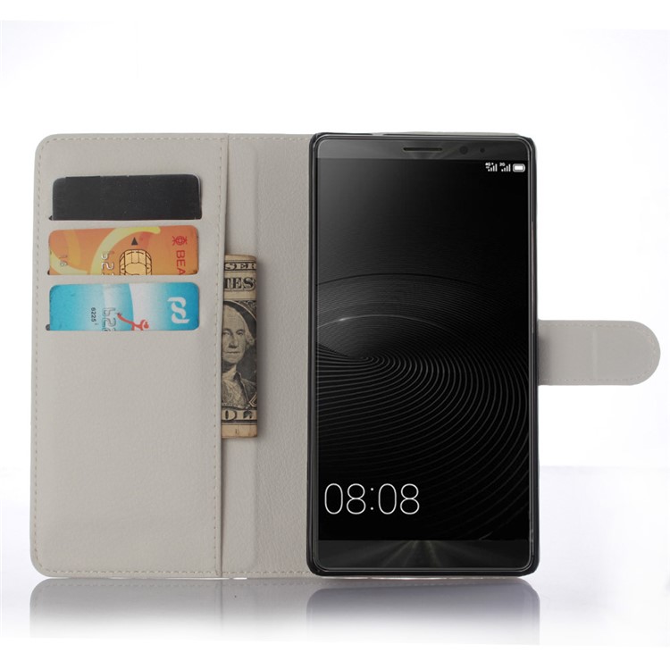 Lychee Wallet Leather Stand Cover for Huawei Mate 8 / Ascend Mate8 - White-3