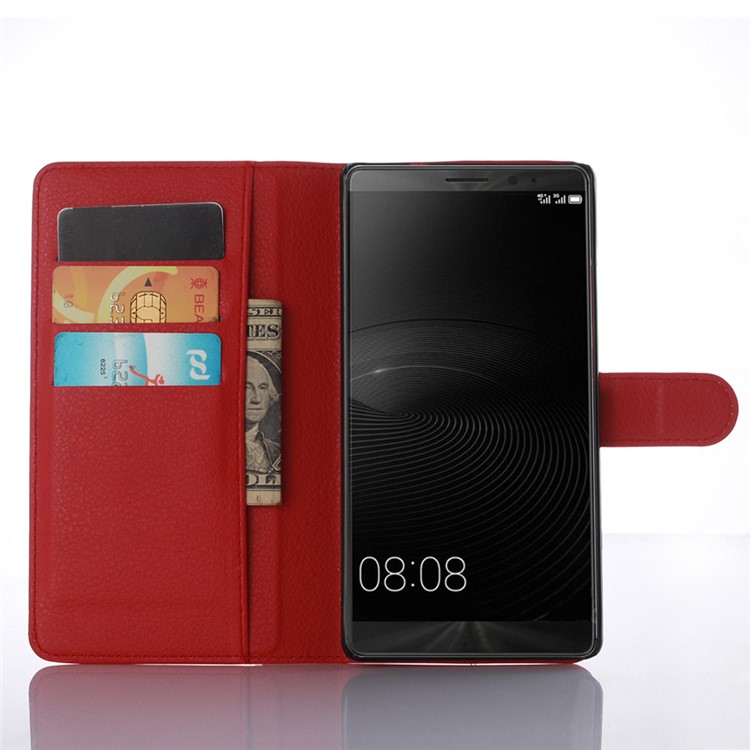 Lychee Wallet Leather Stand Case Cover for Huawei Mate 8 / Ascend Mate8 - Red-3