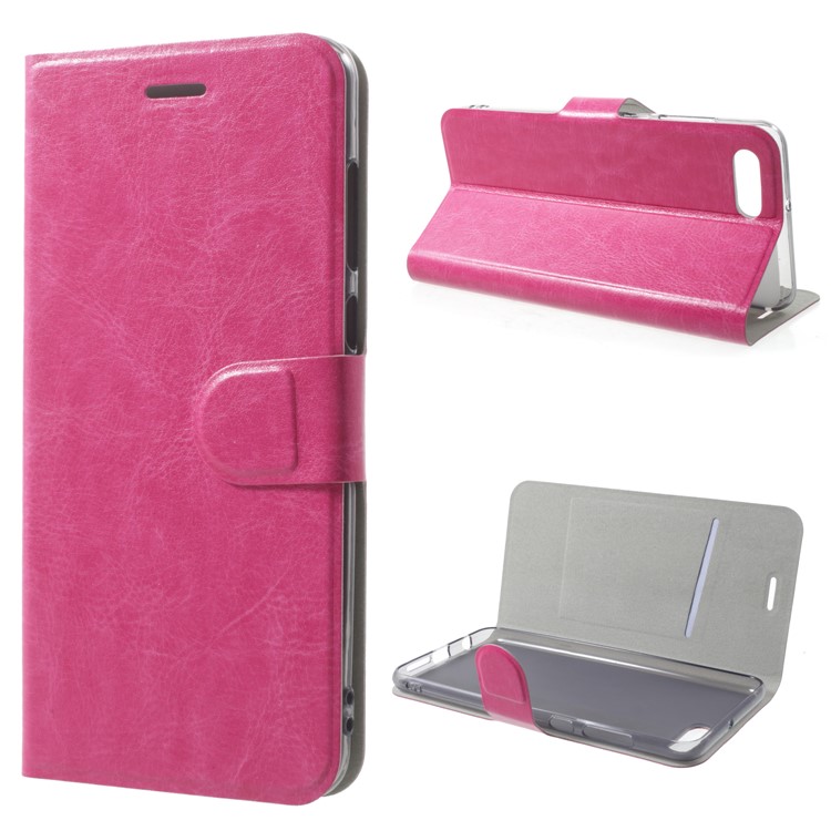 For Huawei nova 2s Crazy Horse Texture Card Holder Leather Case Built-in Steel Sheet - Rose-1