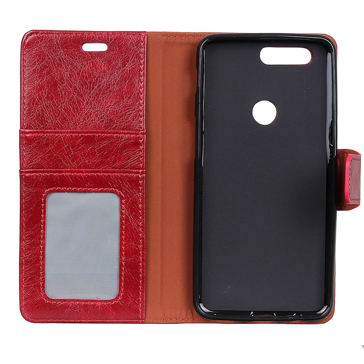 Textured Split Leather Wallet Cover for Huawei Honor 9 Lite / Honor 9 Youth Edition - Red-4