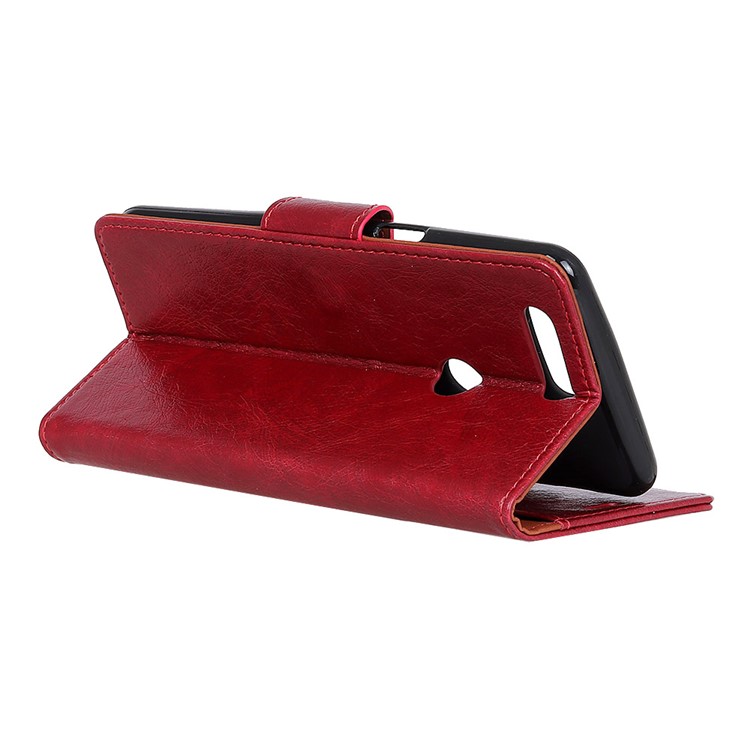 Textured Split Leather Wallet Cover for Huawei Honor 9 Lite / Honor 9 Youth Edition - Red-5
