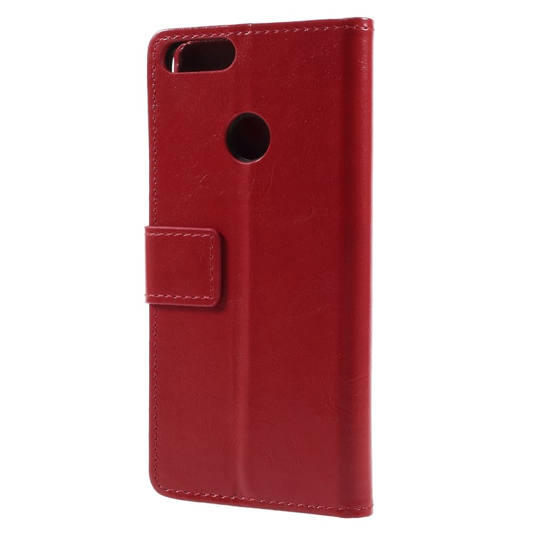 Crazy Horse PU Leather Protective Wallet Case for Huawei P Smart/Enjoy 7S - Red-2