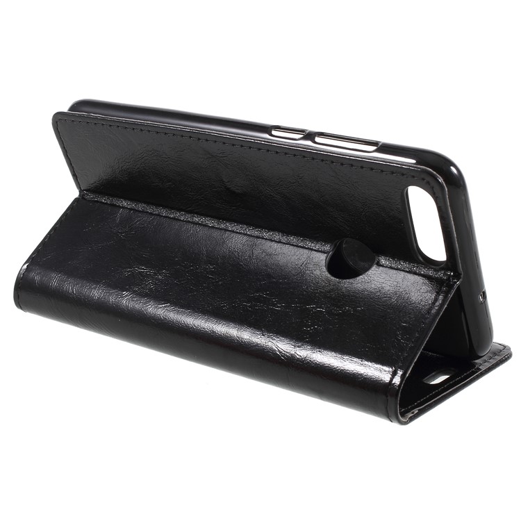 Crazy Horse PU Leather Wallet Stand Mobile Phone Case for Huawei P Smart/Enjoy 7S - Black-5