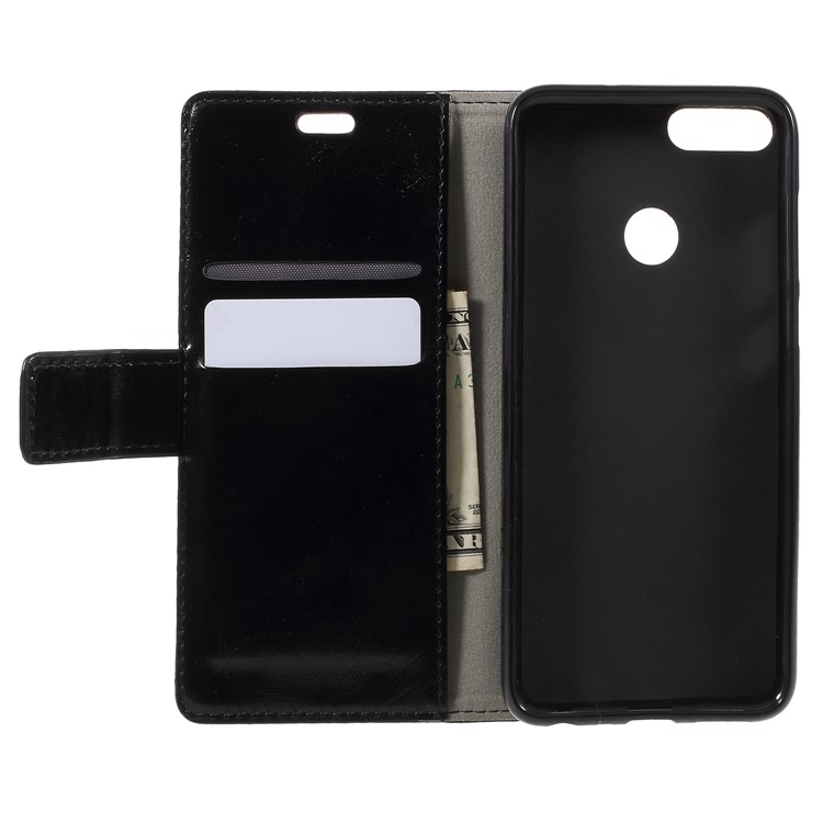 Crazy Horse PU Leather Wallet Stand Mobile Phone Case for Huawei P Smart/Enjoy 7S - Black-6