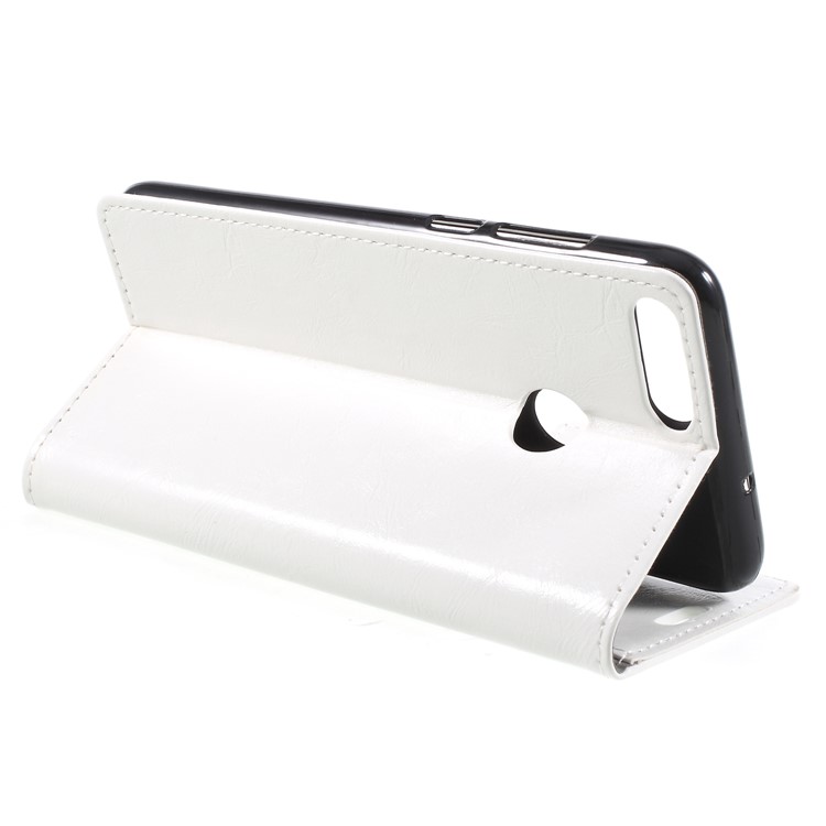 Crazy Horse Wallet Stand Leather Cell Phone Cover for Huawei P Smart/Enjoy 7S - White-5