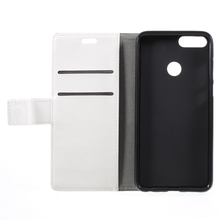 Crazy Horse Wallet Stand Leather Cell Phone Cover for Huawei P Smart/Enjoy 7S - White-6