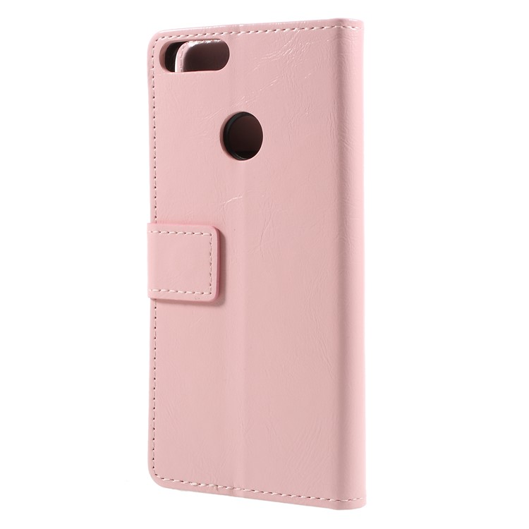 Crazy Horse Stand Leather Mobile Phone Shell with Card Holder for Huawei P Smart/Enjoy 7S - Pink-2