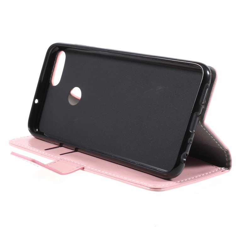 Crazy Horse Stand Leather Mobile Phone Shell with Card Holder for Huawei P Smart/Enjoy 7S - Pink-4